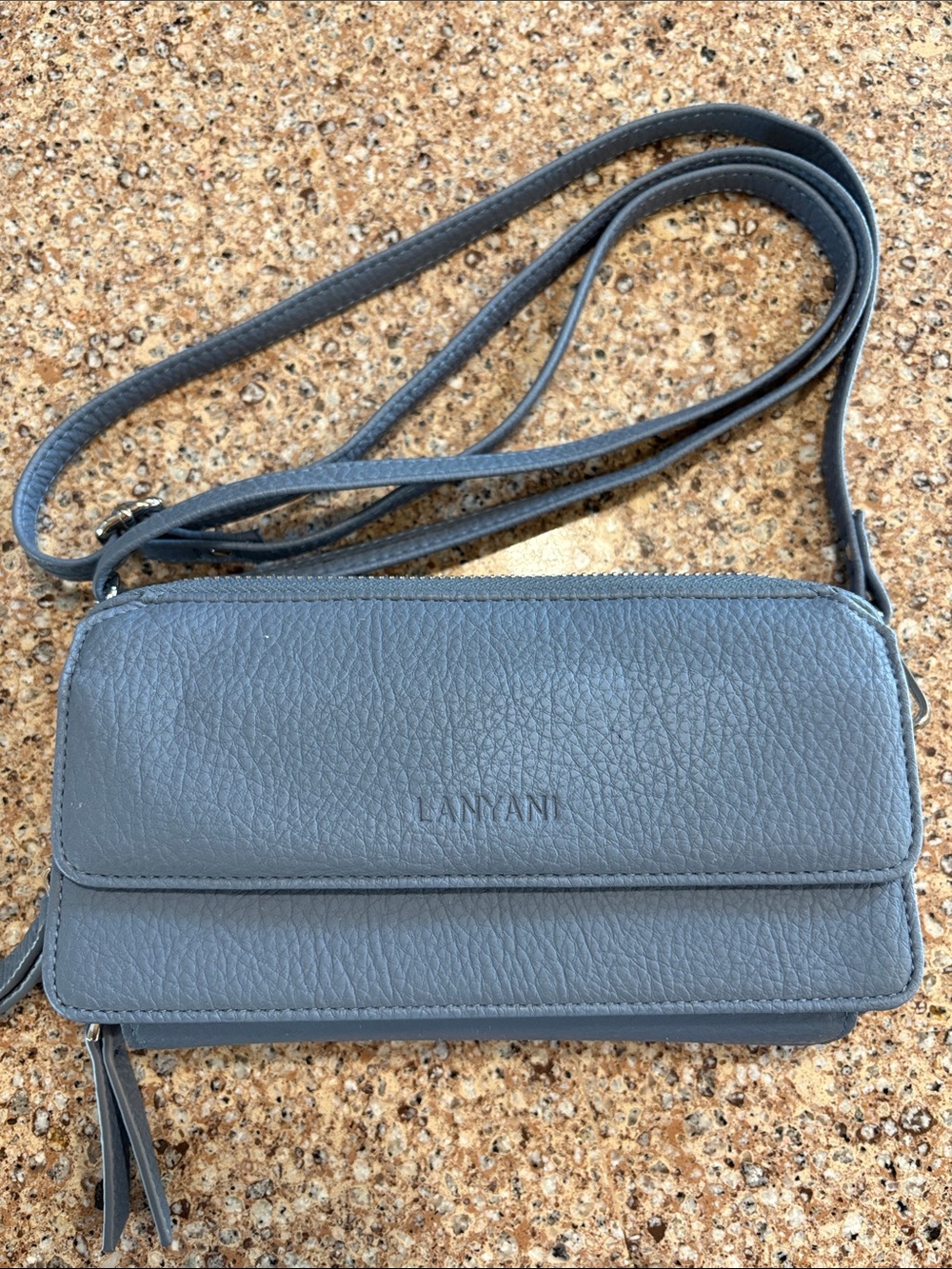 Lanyani Blue RFID Phone Crossbody Wallet Organizer Bag